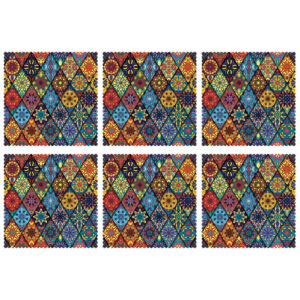 Elegantes geometrisches Blumen-Tischset – Stilvolles Tischakzent (Set mit 6)