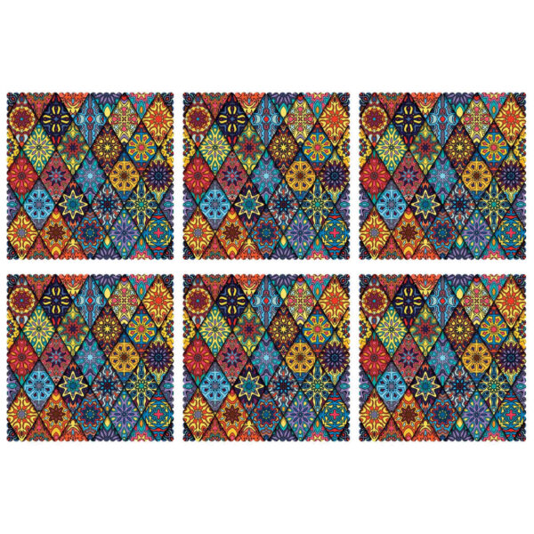 Elegantes geometrisches Blumen-Tischset – Stilvolles Tischakzent (Set mit 6)