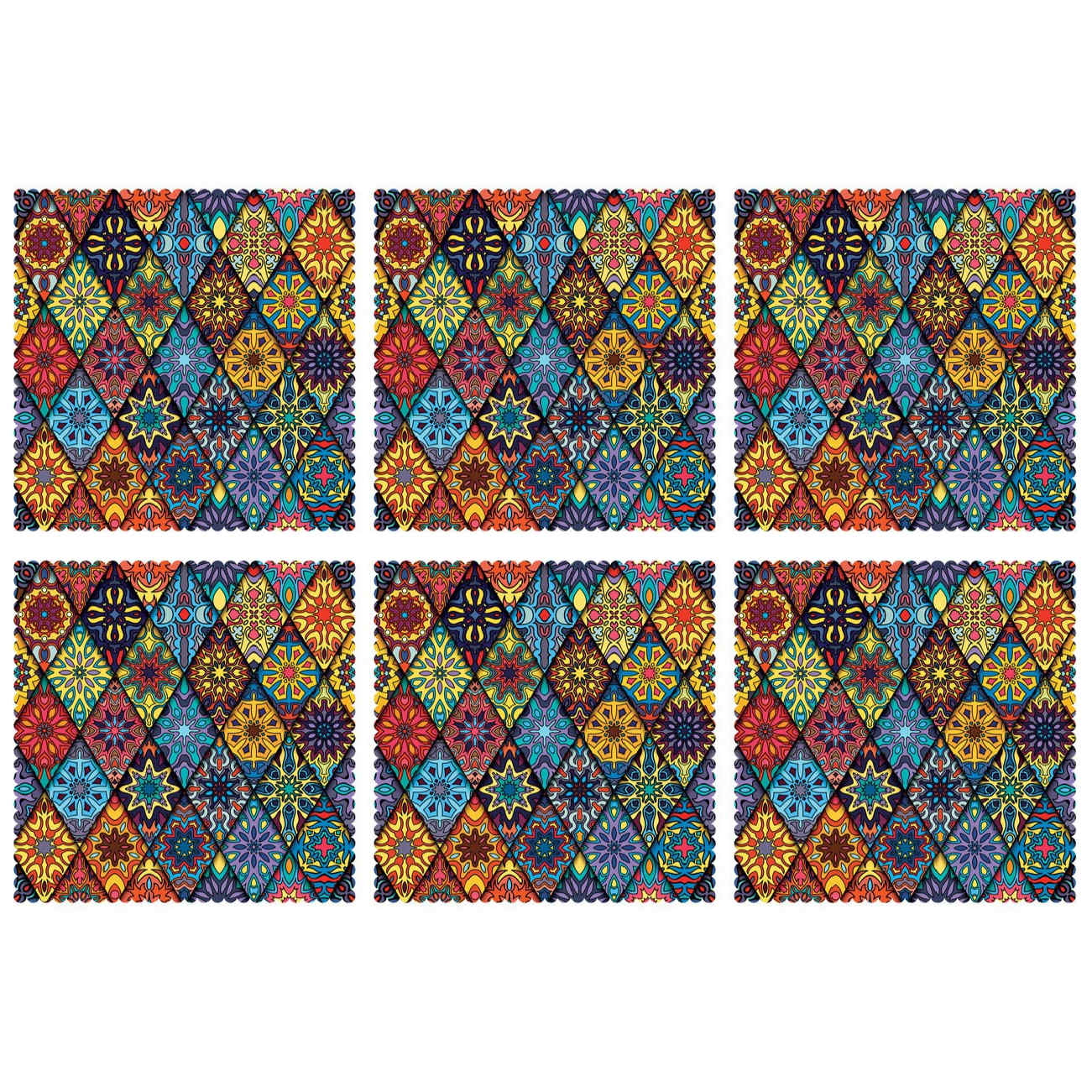Elegantes geometrisches Blumen-Tischset – Stilvolles Tischakzent (Set mit 6)