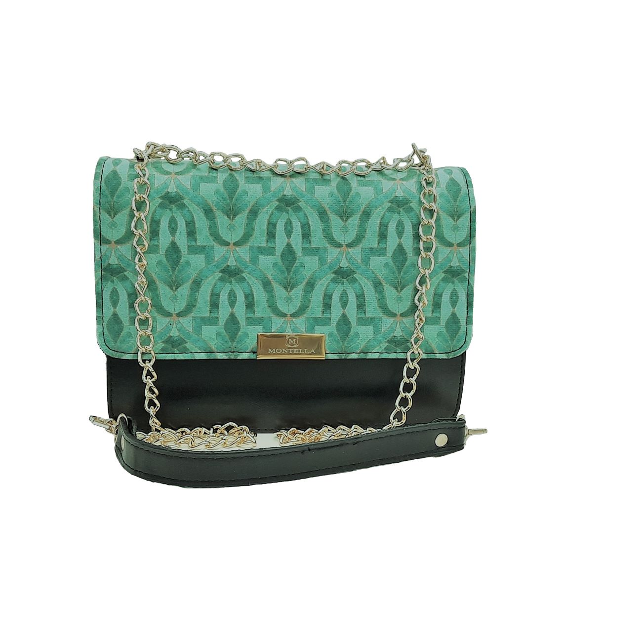 Elegante Umhängetasche mit Kette und passendem Schal