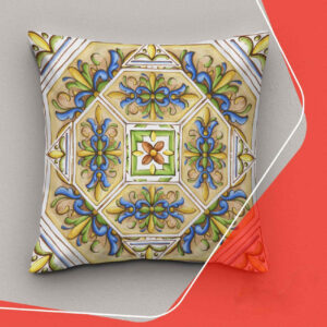Elegante Gelbe Abstrakte Italienische Majolica Kissenbezüge (x2)