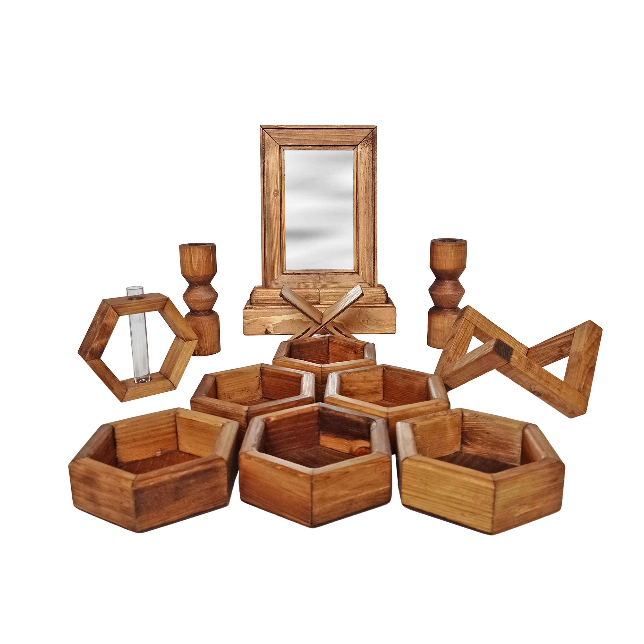 Exquisites Holz-Haft-Seen-Set mit geometrischem Design (13-teilig)