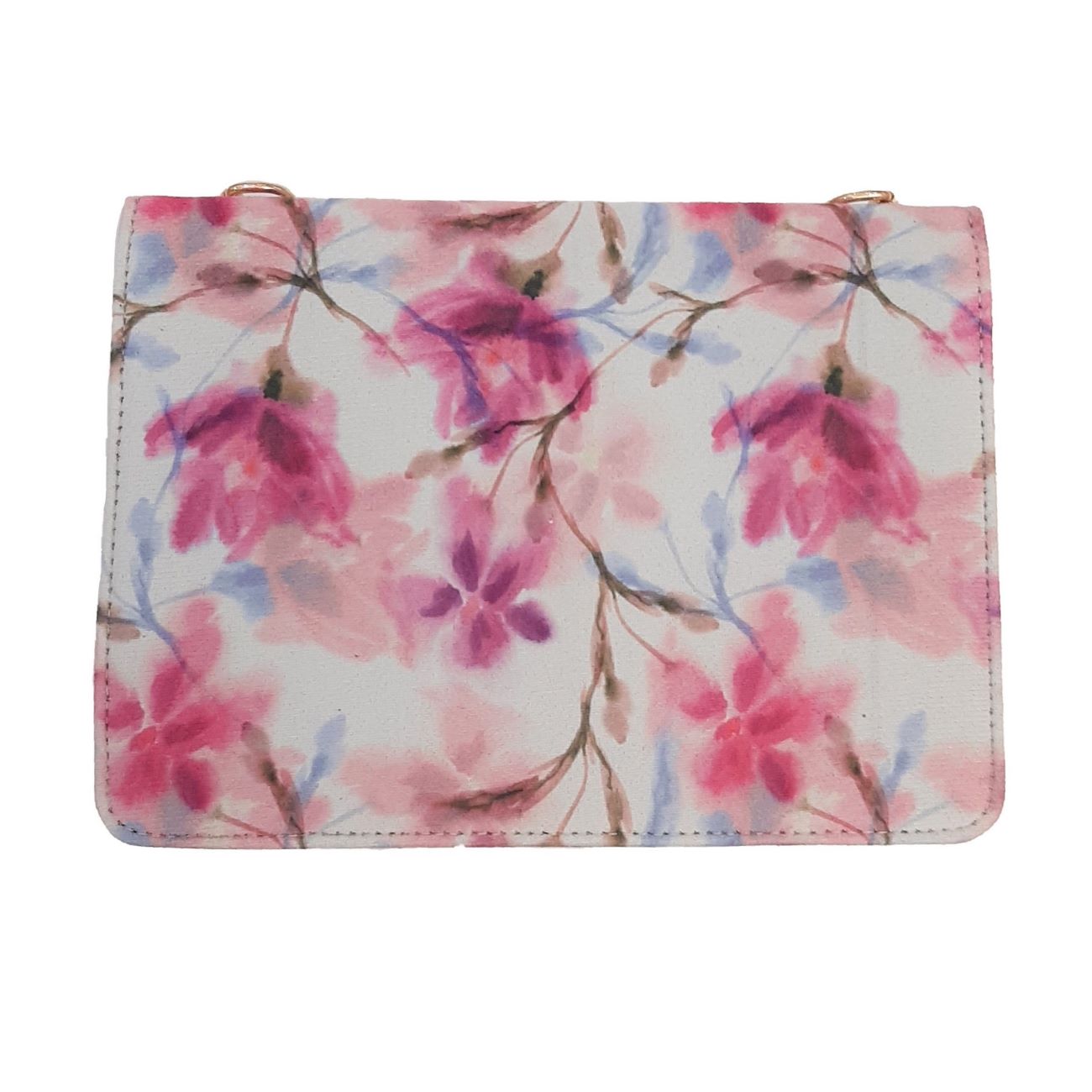 Modische Tasche mit Kette & passendem Schal – Blumenmuster
