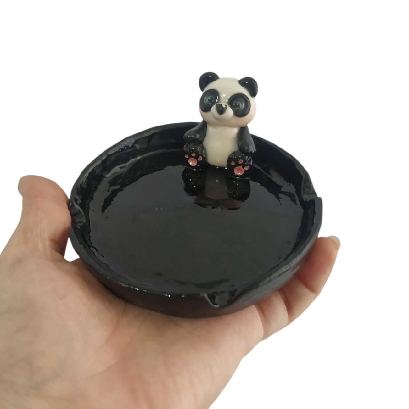 Handgefertigter Keramik-Aschenbecher – Panda-Design, einzigartig & niedlich