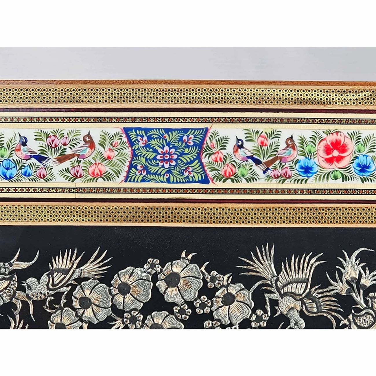 Handgefertigter gravierter Messing-Wandrahmen mit Khatamkari-Design