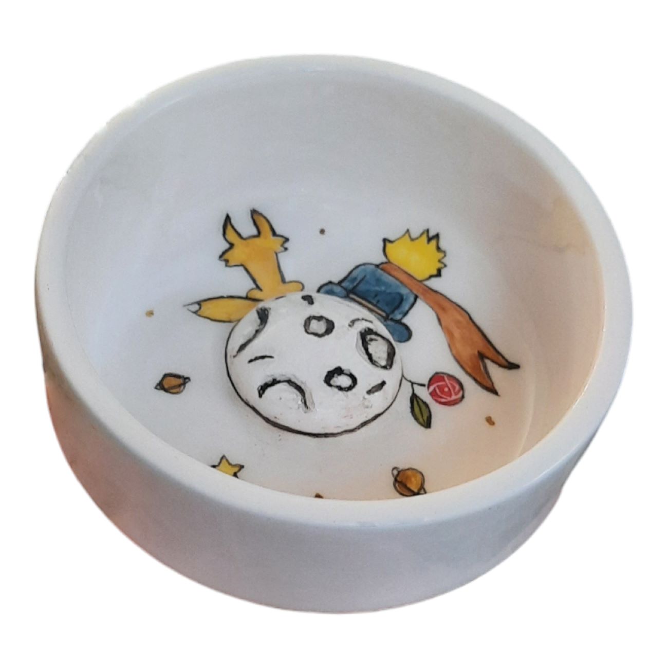Handgefertigter Keramik-Aschenbecher mit "Der Kleine Prinz"-Muster
