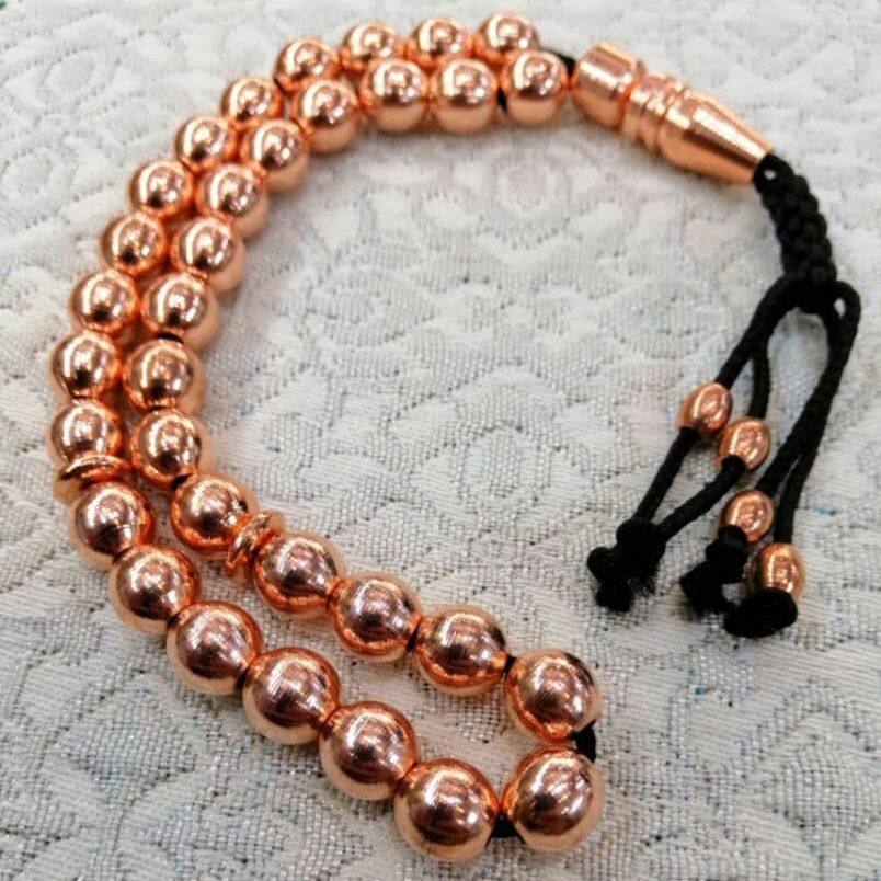 Islamischer Rosenkranz aus Kupfer mit 33 Gebetsperlen Tasbih Misbaha