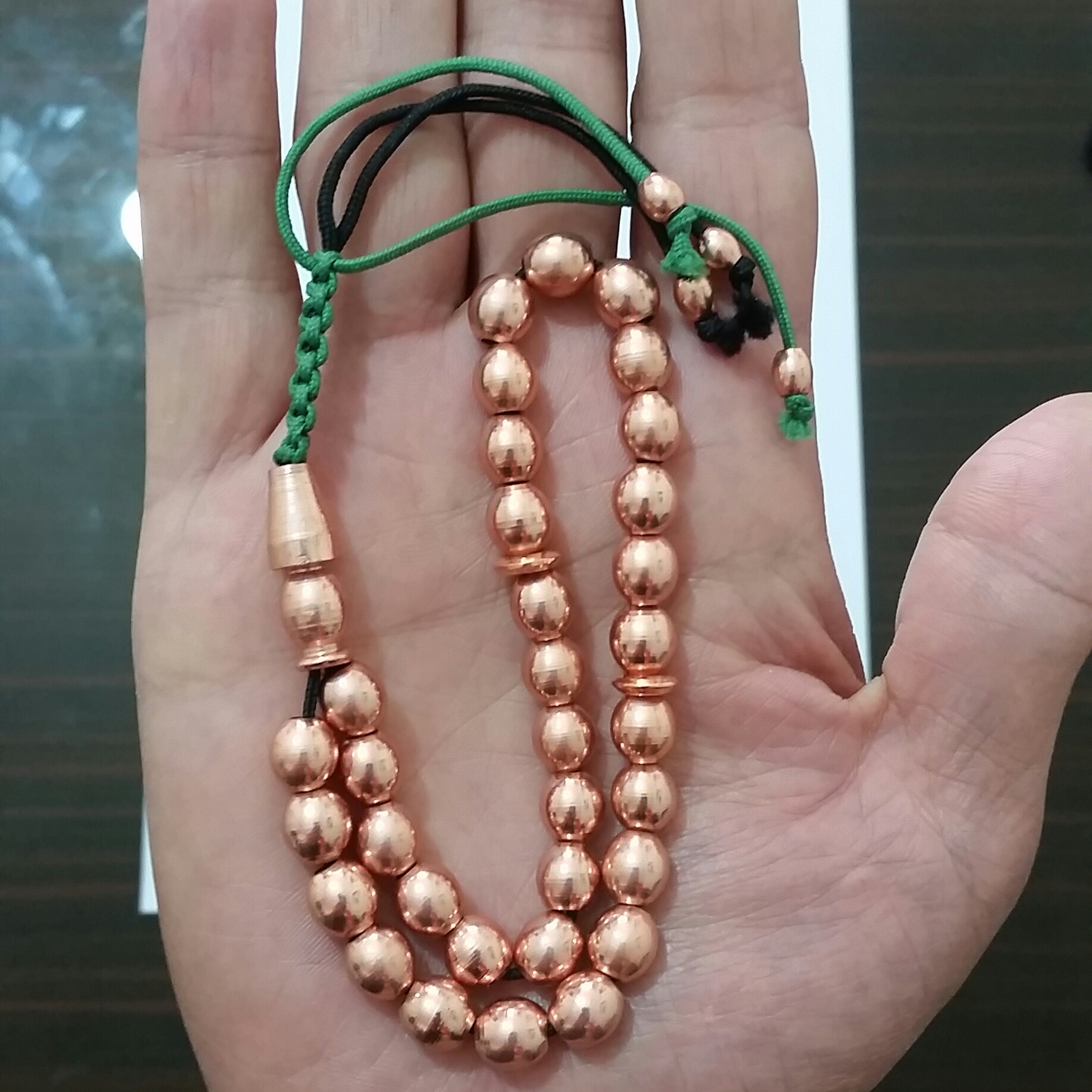 Islamischer Rosenkranz aus Kupfer mit 33 Gebetsperlen Tasbih Misbaha