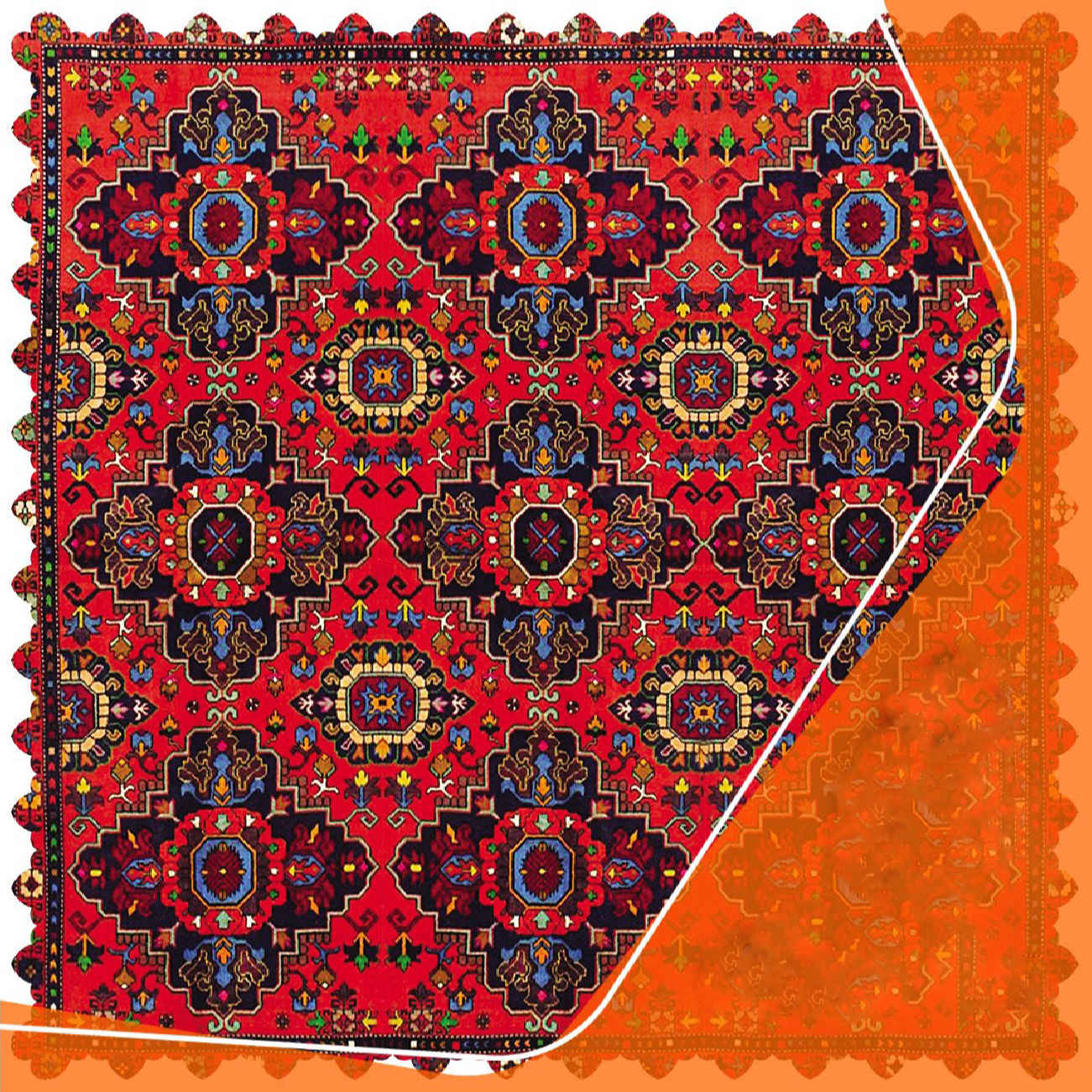 Persisch-inspirierte Samttischdecke mit zeitloser Geometrie