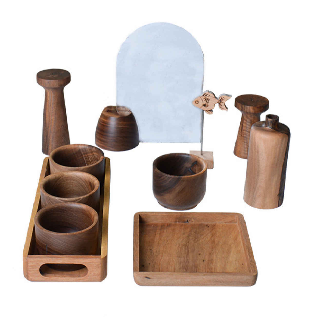 Holz-Haft-Seen-Set mit wunderschöner Schnitzerei (12-teilig)