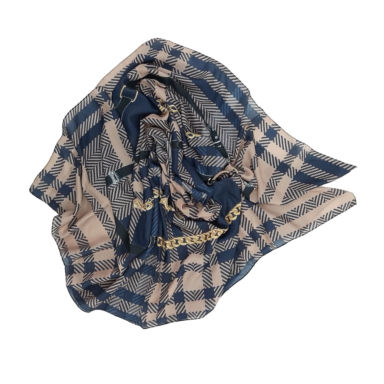 Umhängetasche mit Kettenträger und passendem Schal – Schick und elegant