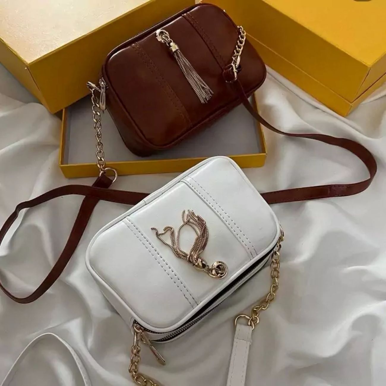 Modische Leder-Crossbody-Tasche mit Kette – Mühelose Eleganz