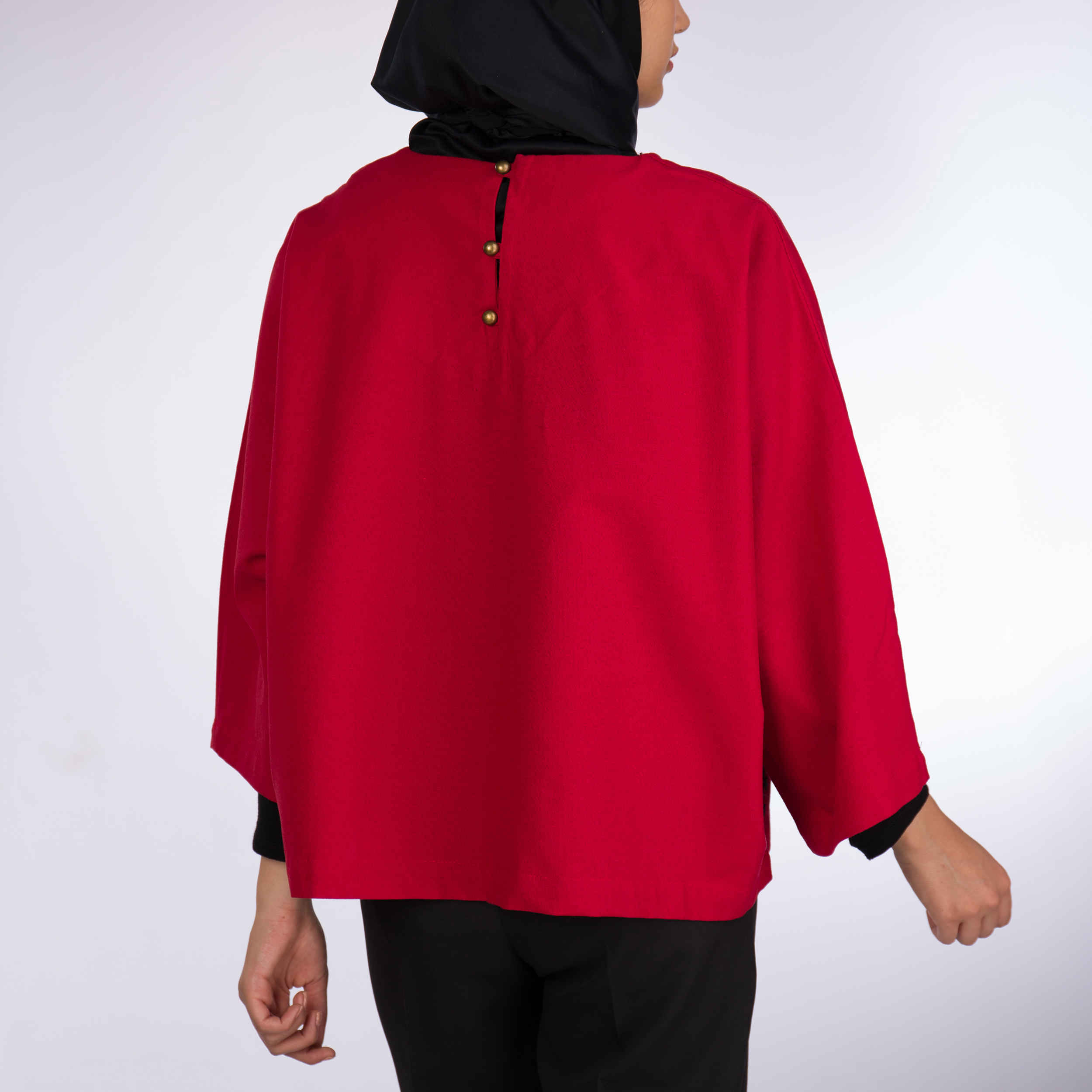 Dreiviertel-Ärmel Bluse für Damen – Lockerer Schnitt in Rot