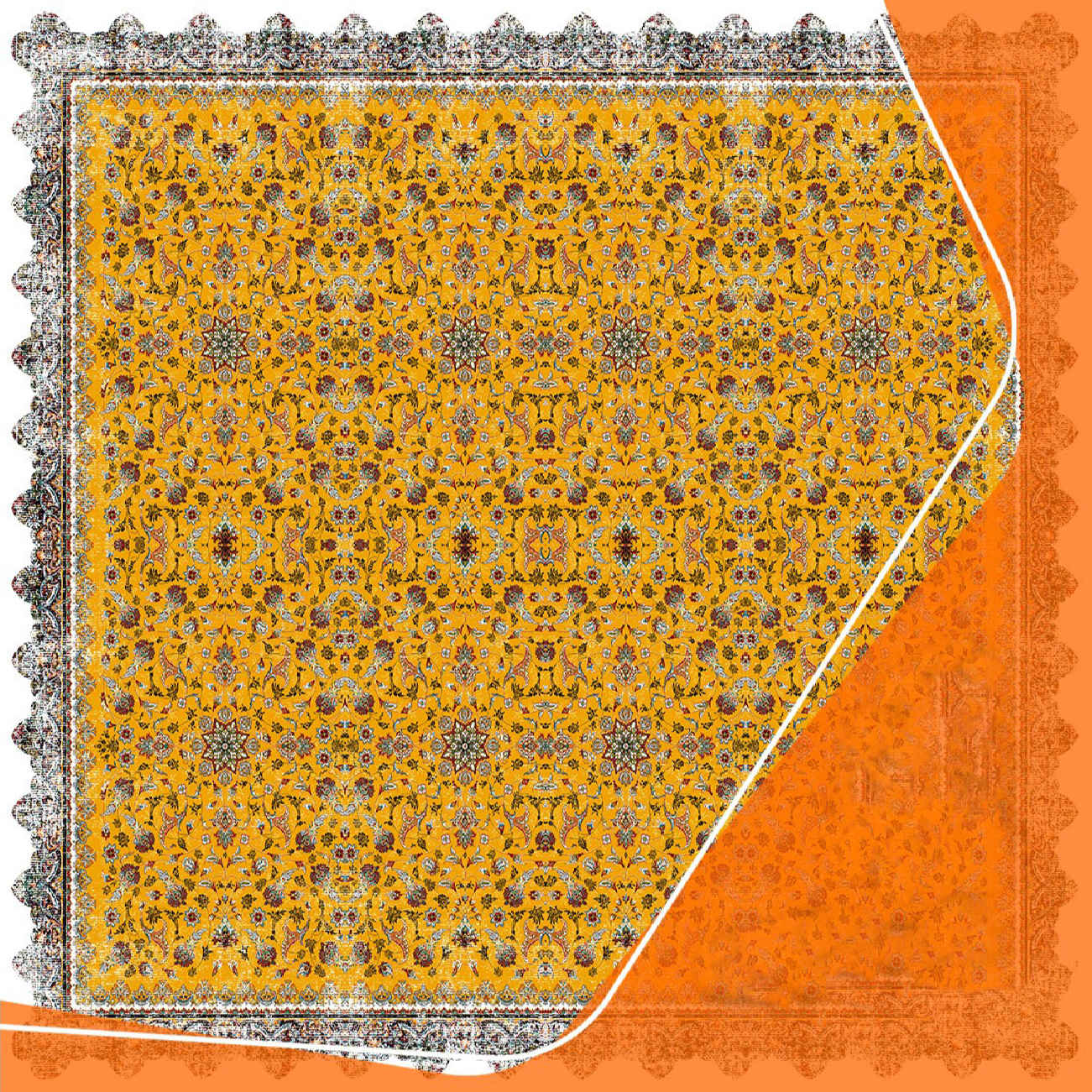 Zeitlose Schönheit – Samt-Tischdecke mit floralen und geometrischen Mustern