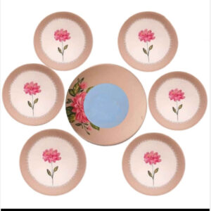 Elegantes cremefarbenes Ton-Haft-Seen-Set mit handgemalten Rosen (7-teilig)
