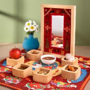Holz-Haft-Seen-Set mit Spiegel & Teppichrahmen (7-teilig)
