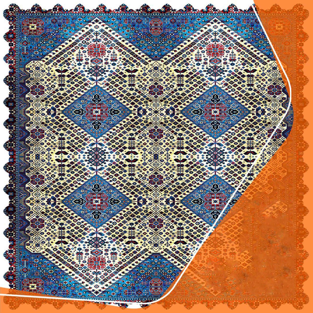 Vintage persisches geometrisches Design Samt-Tischdecke