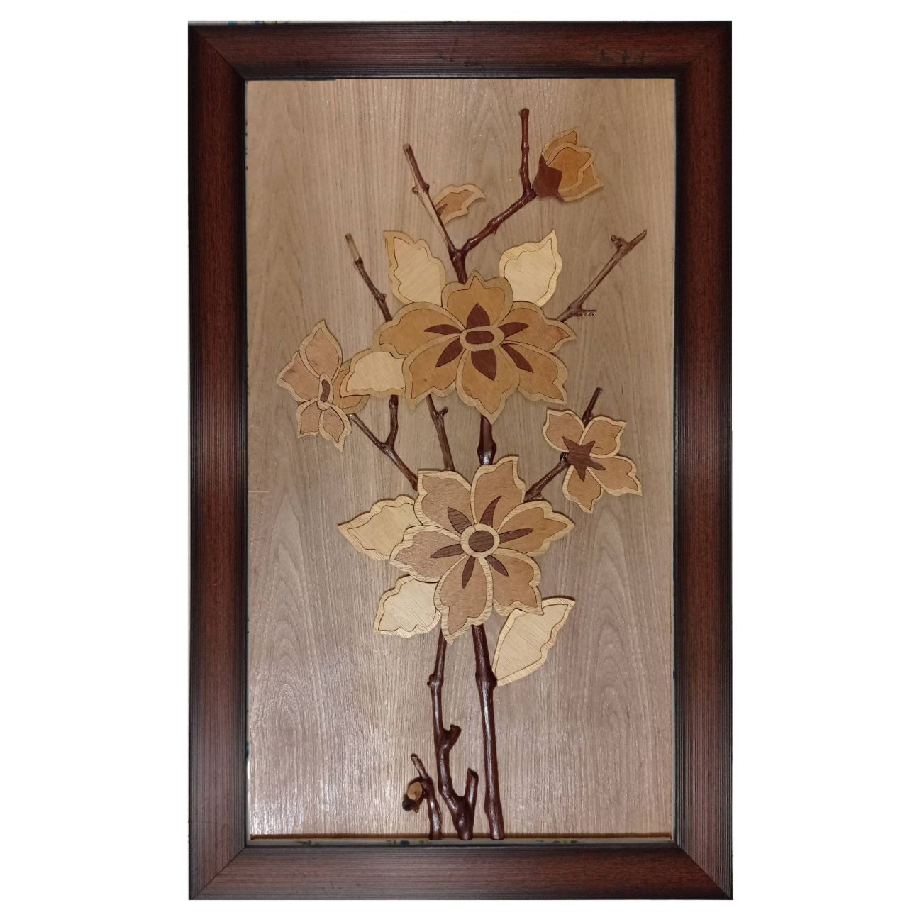 Intarsienkunst-Wandrahmen Kunst – Blumenmuster