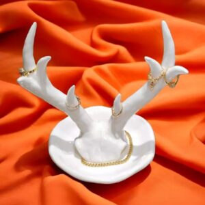 Keramik-Schmuckhalter mit Ringhalter und Geweih-Design