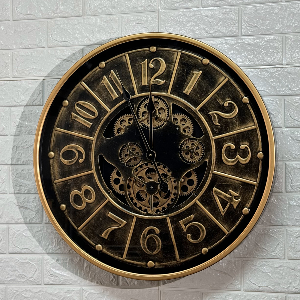 Industrielle Steampunk-Zahnrad-Uhr – Rotierendes Metall-Wanddekor