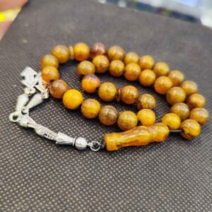 Islamischer Bernstein-Tasbih – Handgefertigt mit Zitronenduft
