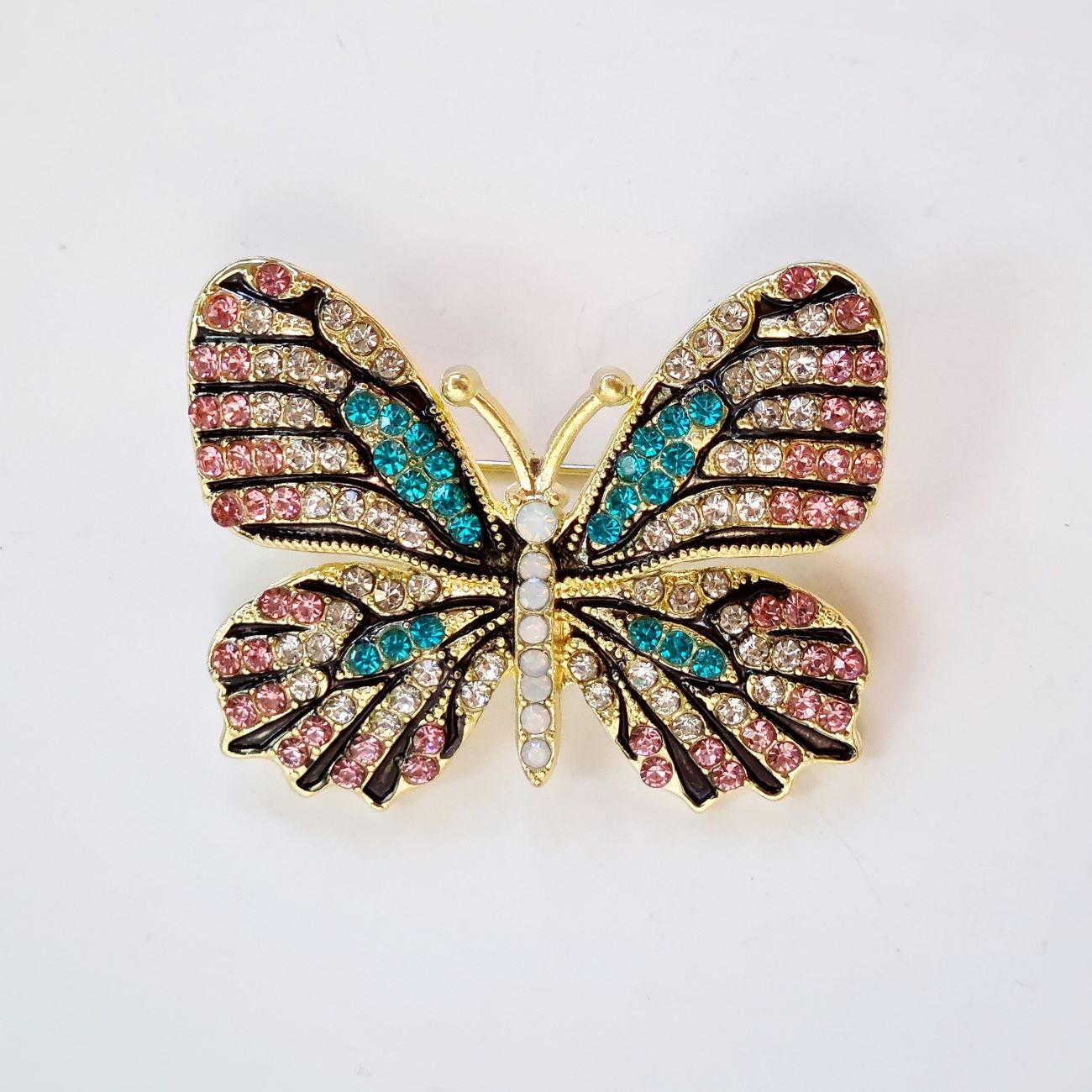 Moderne Brosche – Schmetterling mit buntem Edelstein-Design