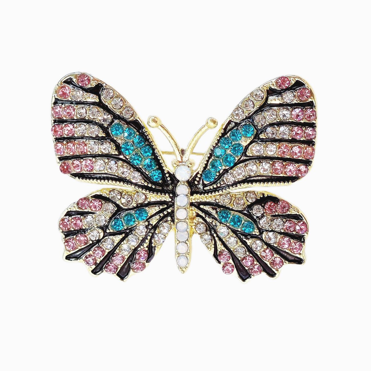 Moderne Brosche – Schmetterling mit buntem Edelstein-Design