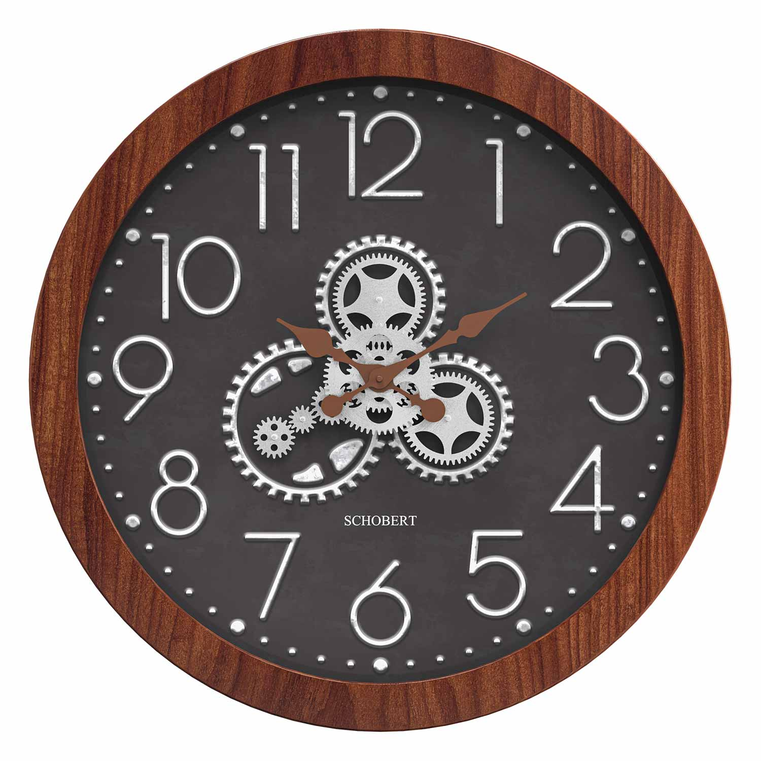 Bewegliche Zahnrad-Wanduhr – Holz-Steampunk mechanische Uhr