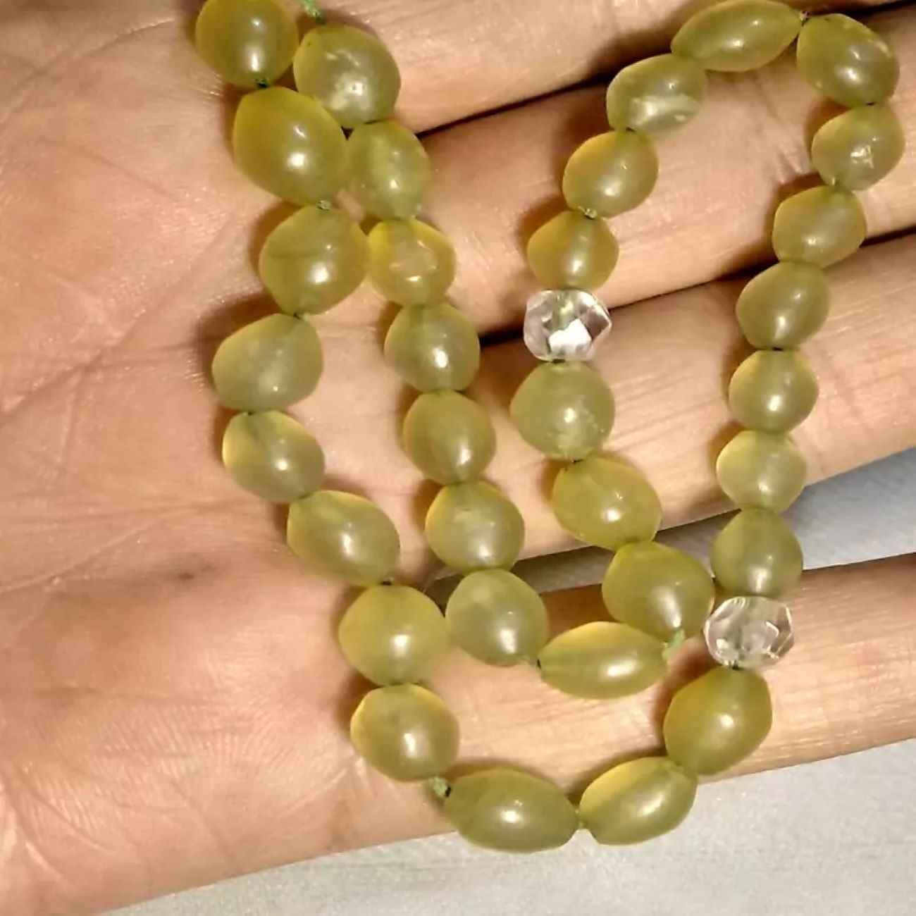 Original afghanische Shamqosod-Gebetsperlen, 33 Perlen, transparent, selten.