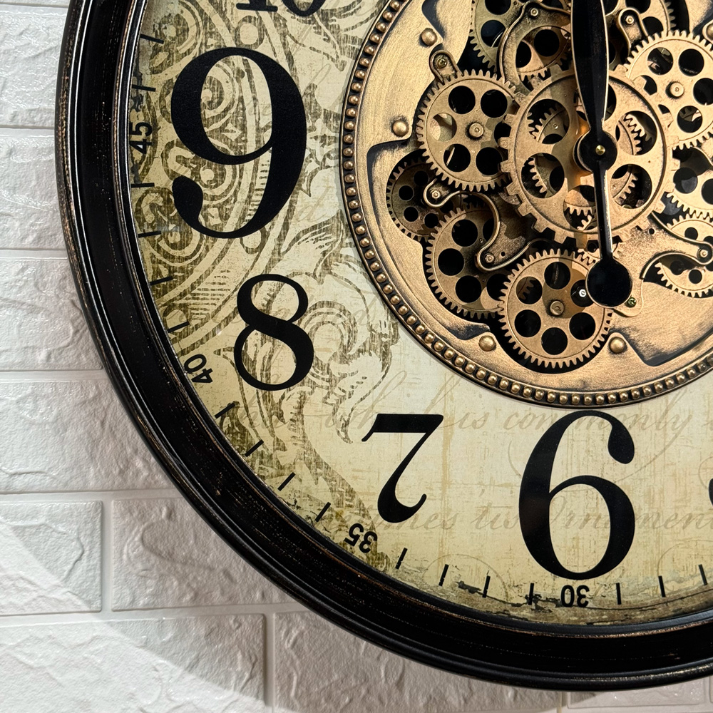 Drehbare Zahnrad-Wanduhr – Industrielle Vintage-Uhr