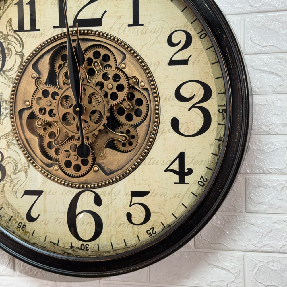 Drehbare Zahnrad-Wanduhr – Industrielle Vintage-Uhr