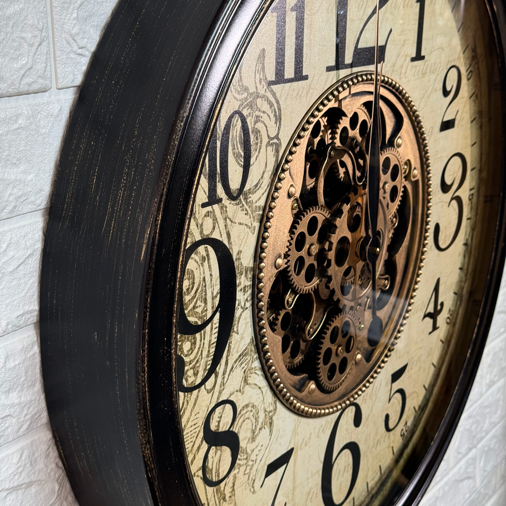 Drehbare Zahnrad-Wanduhr – Industrielle Vintage-Uhr