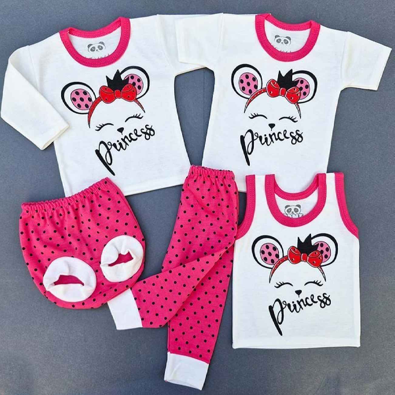 5-teiliges Baby-Outfit-Set mit Prinzessin-Maus-Motiv