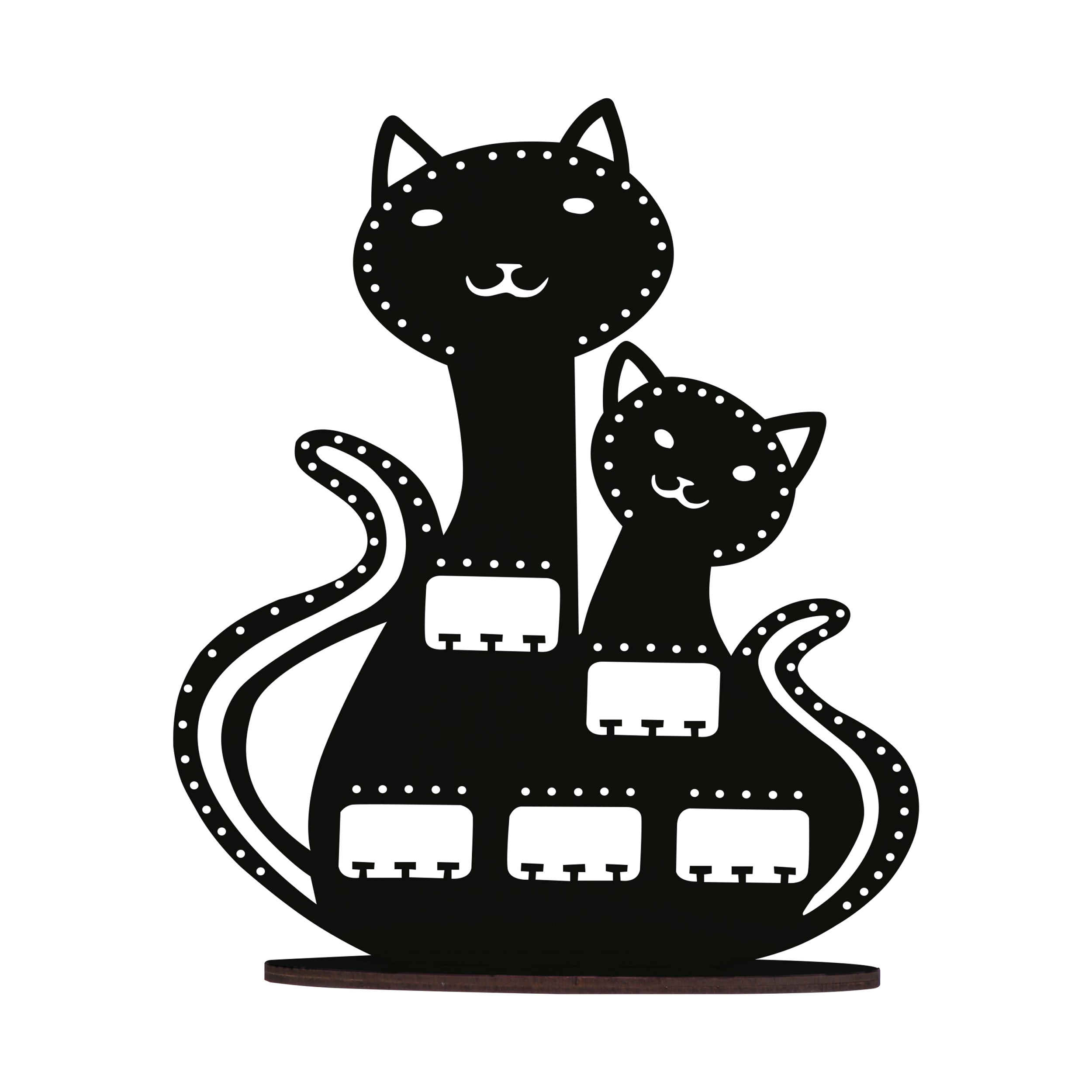 Schmuckhalter und Aufbewahrungsständer aus Holz mit Katzen-Motiv