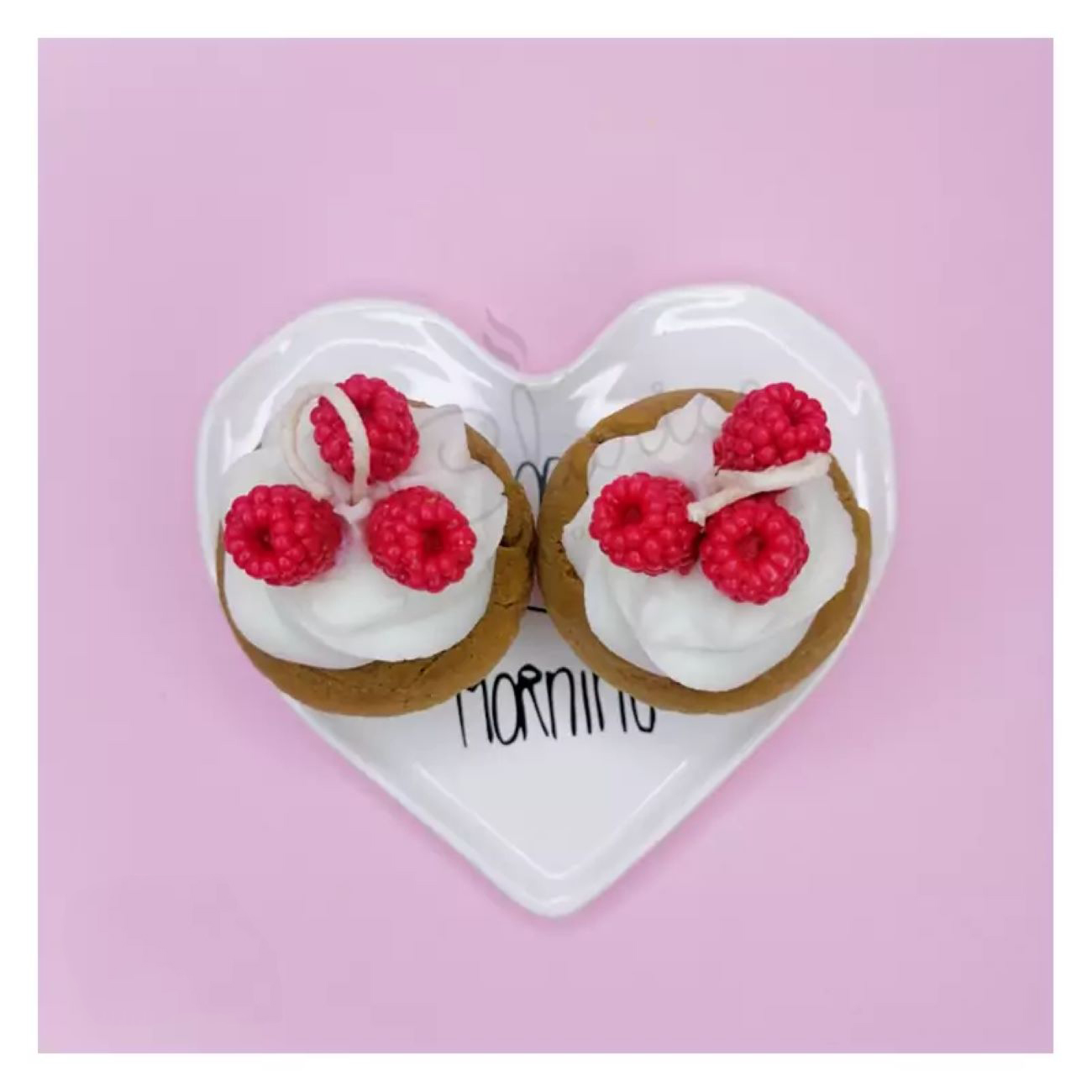 Artisanale Cupcake-Kerzen – Süße Himbeere & Schlagsahne, 2er-Set