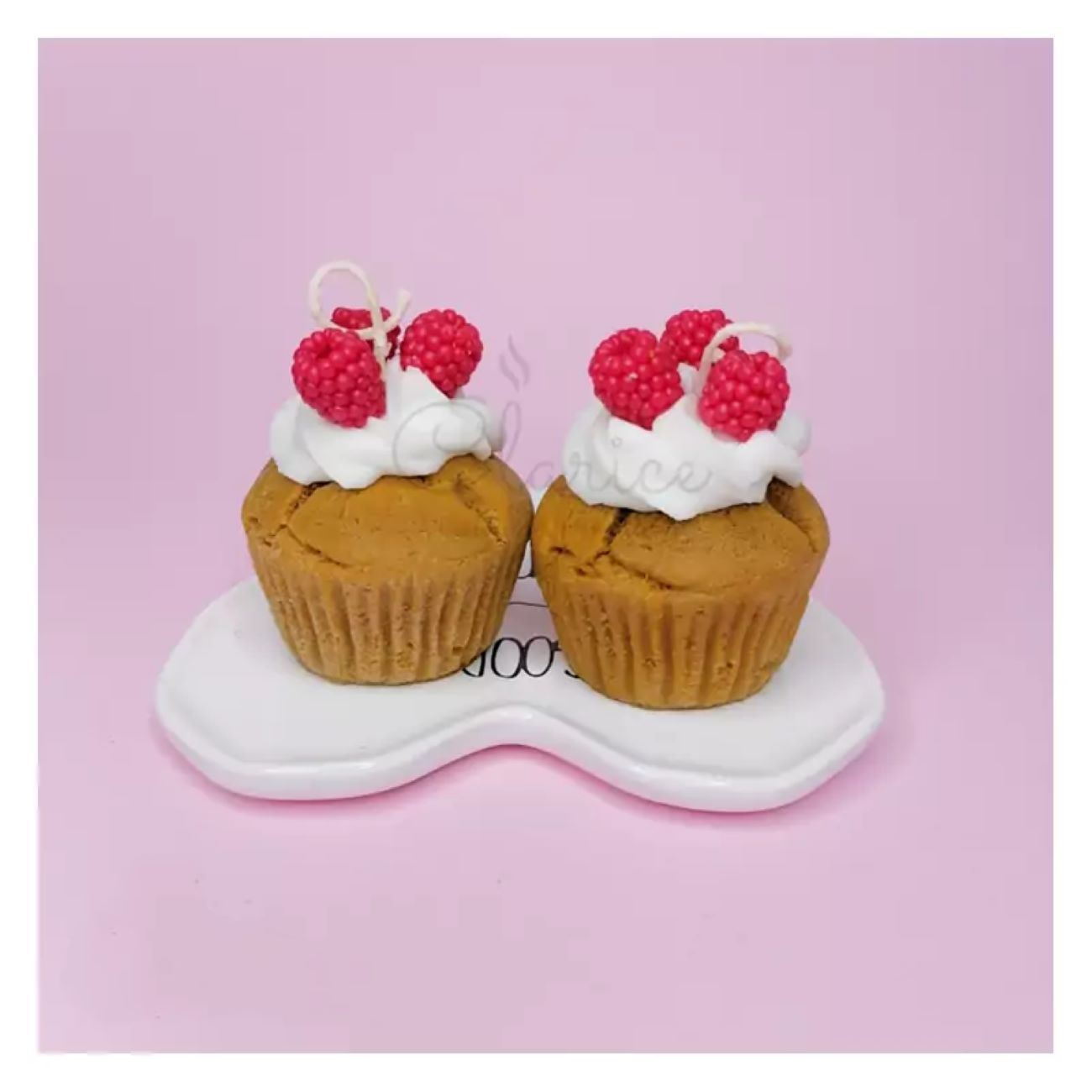 Artisanale Cupcake-Kerzen – Süße Himbeere & Schlagsahne, 2er-Set