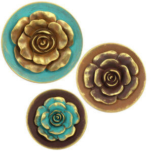 Dekorativer Keramikteller mit Blumendesign, 3er-Set