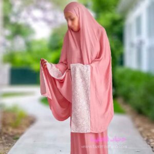 Rosa Namaz-Tschador – Halb-Tschador mit Rock, 170 cm