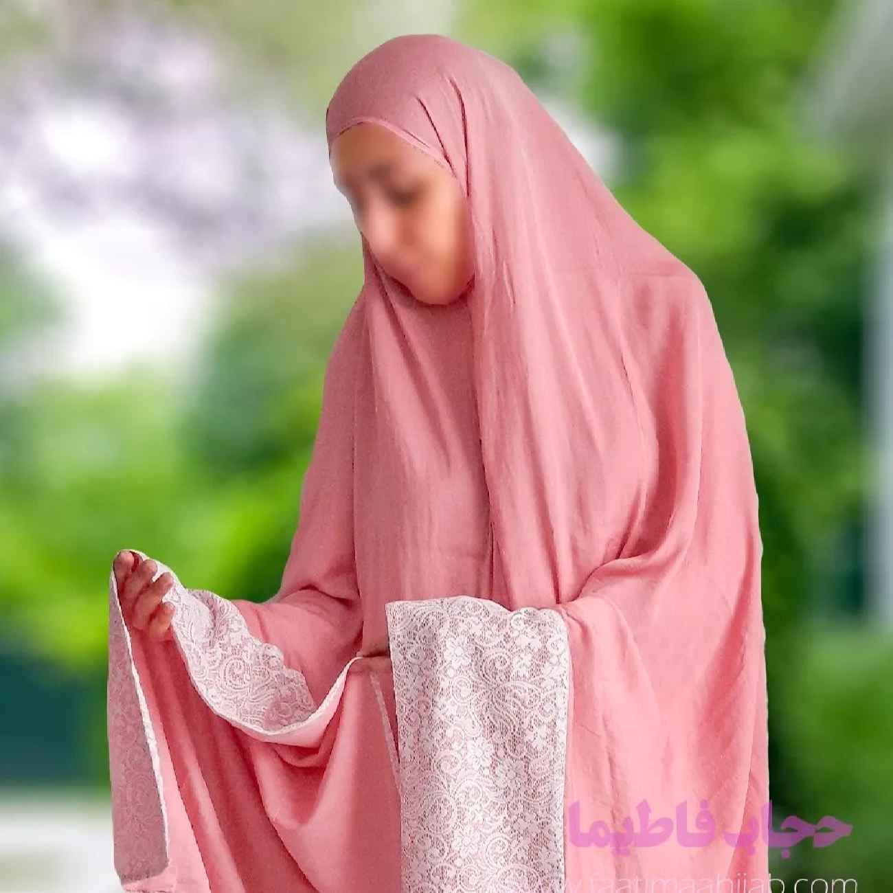 Rosa Namaz-Tschador – Halb-Tschador mit Rock, 170 cm