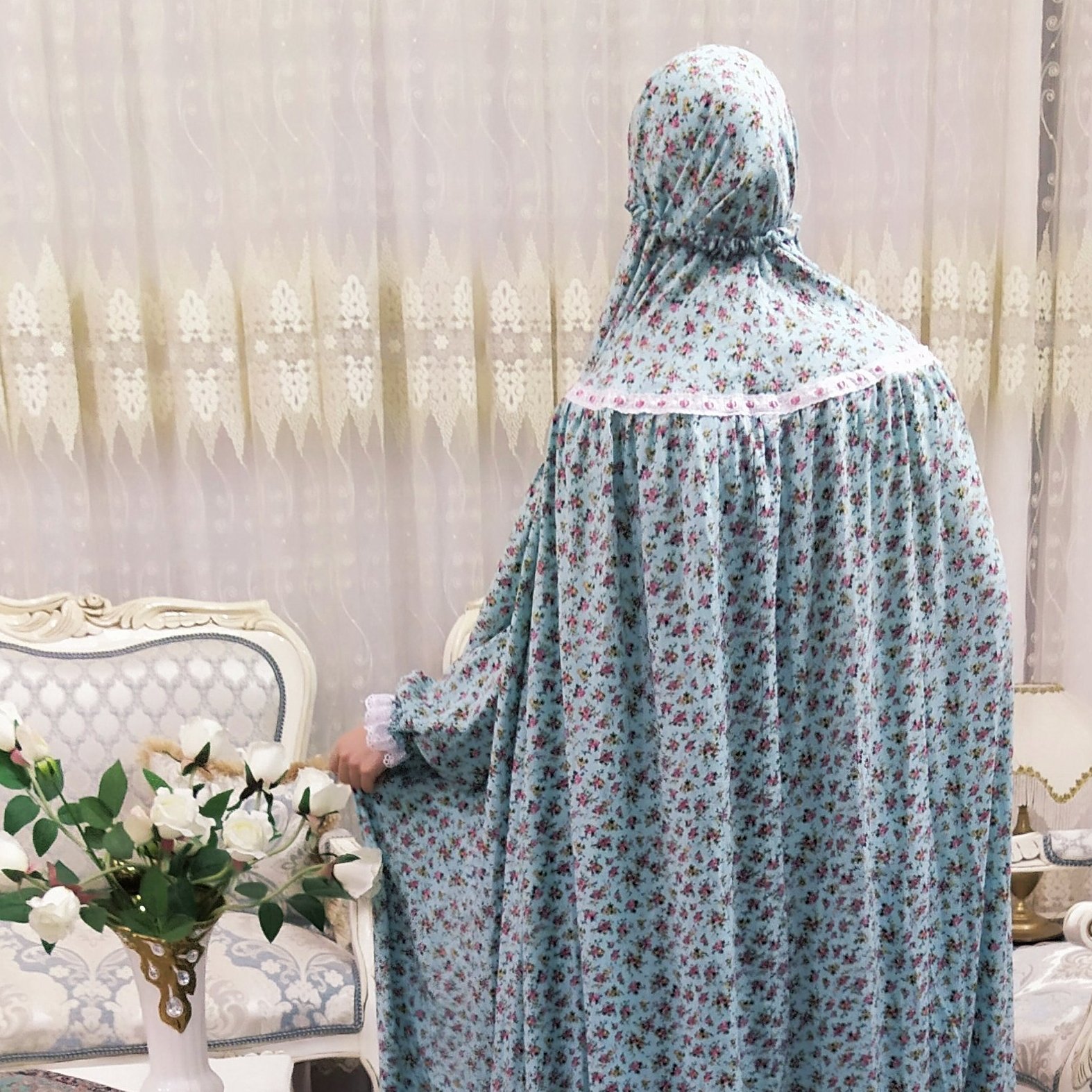 Islamischer Namaz-Tschador für Frauen – Fischdesign aus Baumwolle