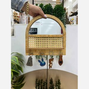 Holz-Schlüsselhalter mit Spiegel-Design, wandmontiert