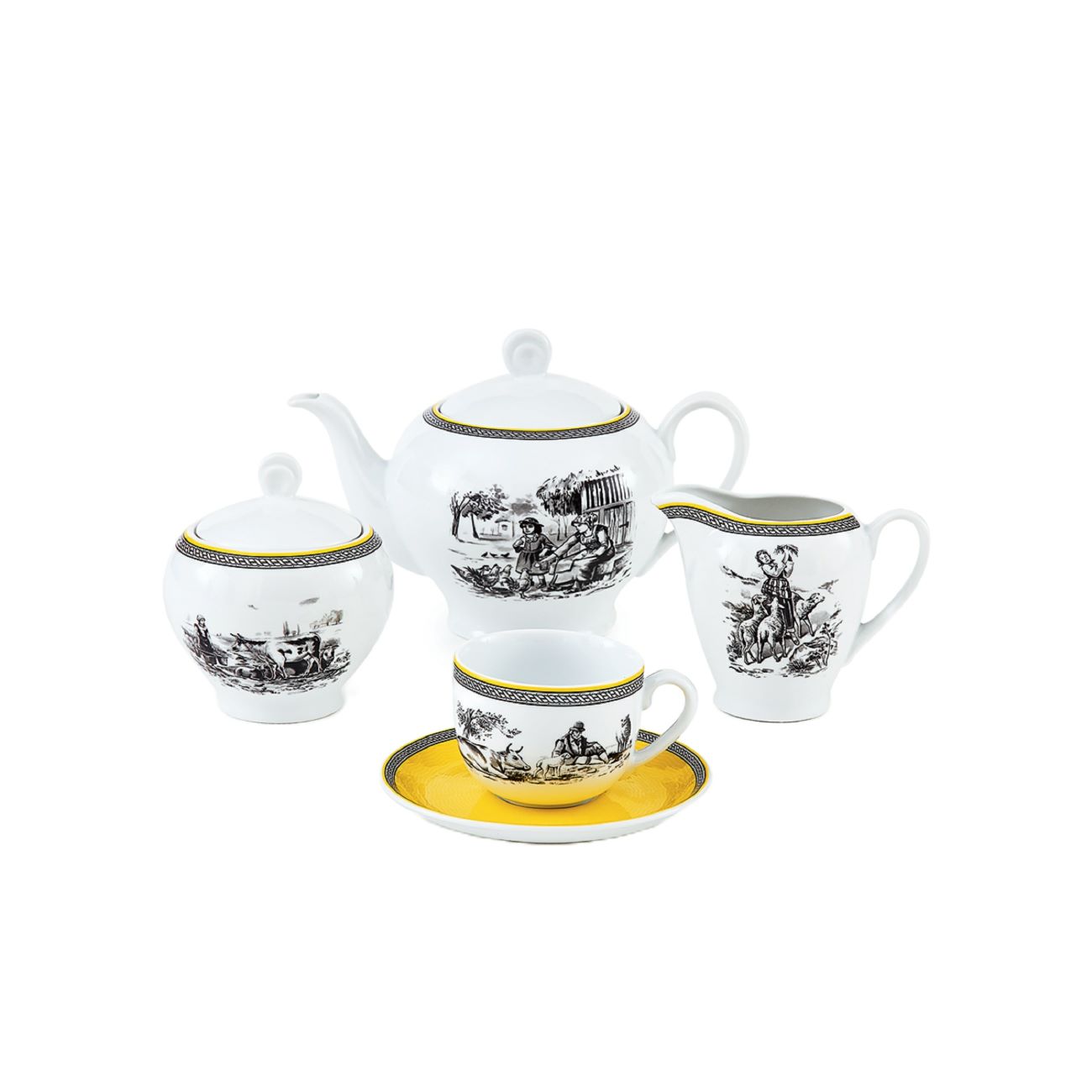 17-teiliges Zarin Iran China Teeset, Modell Italy F Village, Klasse 3