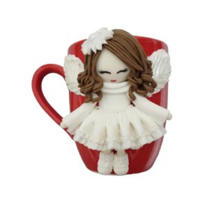 Künstlerische Keramiktasse – Handgefertigtes Engel-Motiv-Design