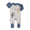 Baby-Strampler mit angenähten Füßen (Sockendesign) mit Tiermuster