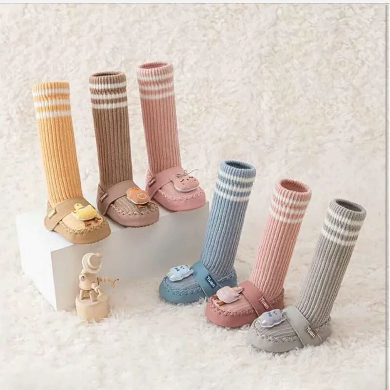 Baby Kniestrumpf-Schuhe – 100% Baumwolle, ultraweich und bequem, rutschfest
