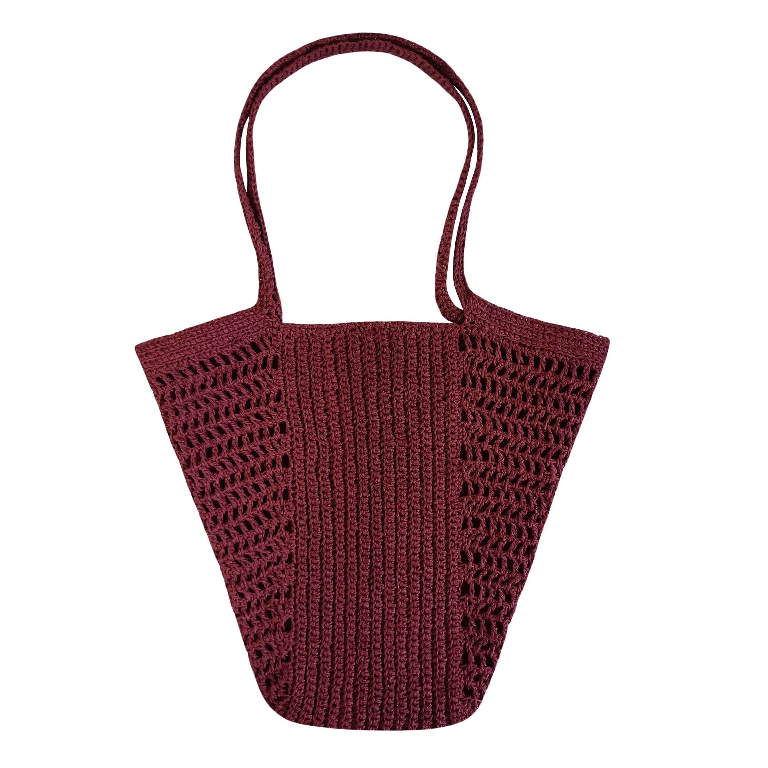 Bohemian Strandtasche aus Burgunder-Raffia – Für Freizeit- und Sommeroutfits geeignet
