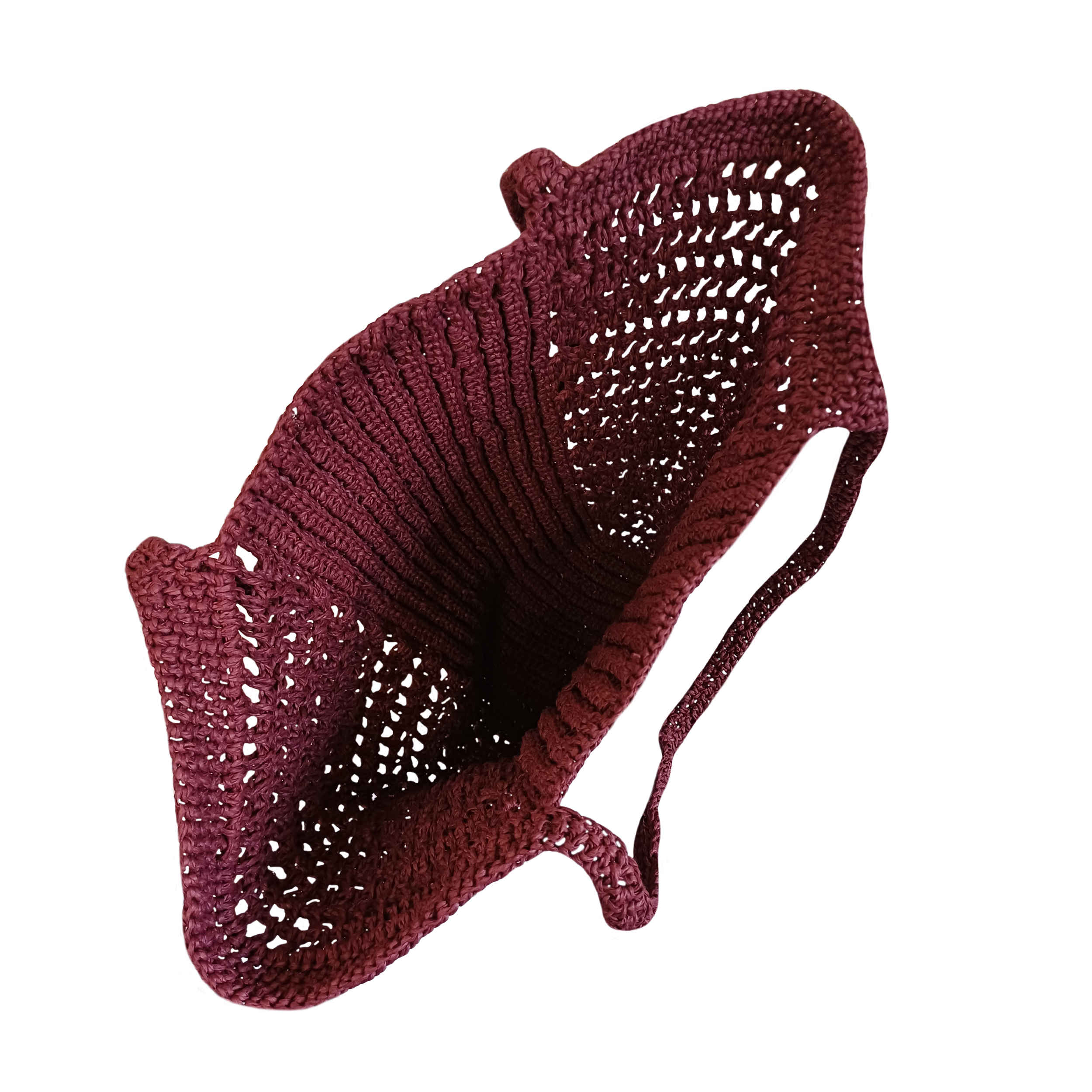 Bohemian Strandtasche aus Burgunder-Raffia – Für Freizeit- und Sommeroutfits geeignet