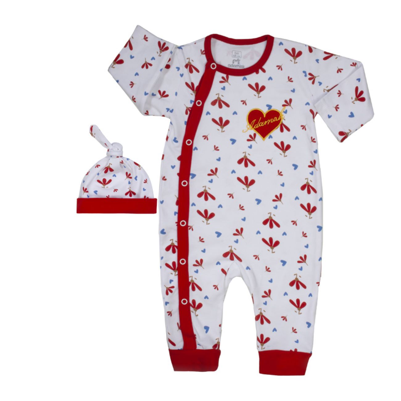 Blumiger Baby-Strampler für Mädchen mit Mütze – Atmungsaktiv, stylisch & maschinenwaschbar