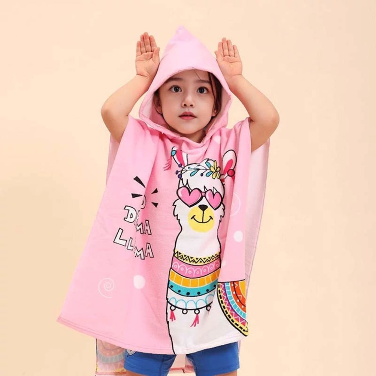 Rosa Kinder-Badeponcho mit Kapuze – Perfekt für Bad und Schwimmbad