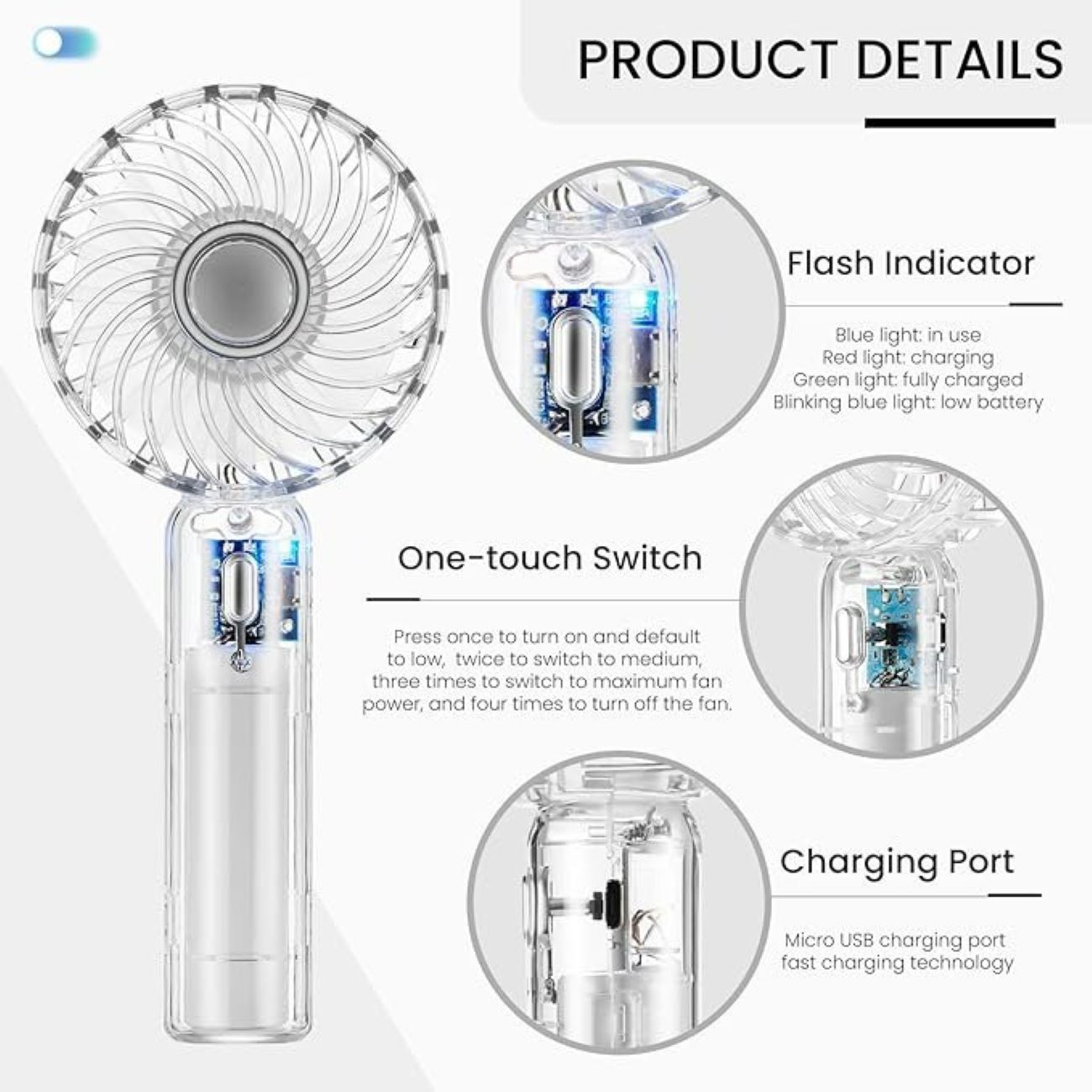 Kompakter Handventilator mit USB-Aufladung – Leichtes, anklippbares Kühlgerät für den persönlichen Gebrauch